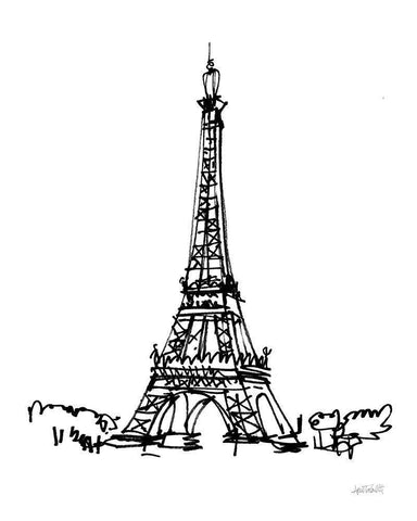 Eiffel Tower Sketch Black Ornate Wood Framed Art Print with Double Matting by Tavoletti, Anne