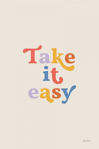 Take it Easy Bright Black Ornate Wood Framed Art Print with Double Matting by Thorns, Becky