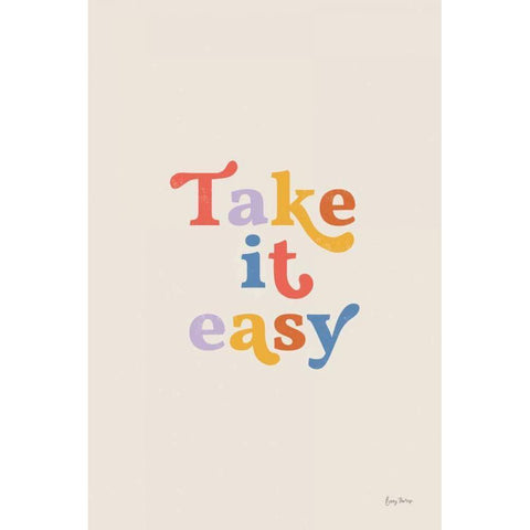 Take it Easy Bright Black Modern Wood Framed Art Print by Thorns, Becky