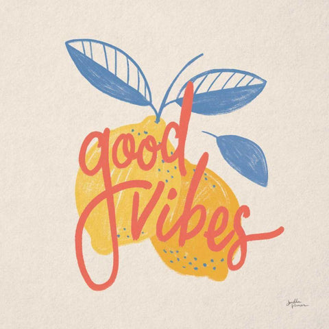 Good Vibes Lemons I Bright Gold Ornate Wood Framed Art Print with Double Matting by Penner, Janelle