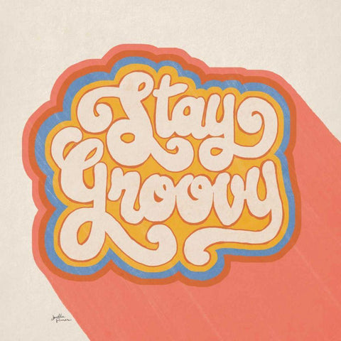 Stay Groovy I Bright Black Ornate Wood Framed Art Print with Double Matting by Penner, Janelle