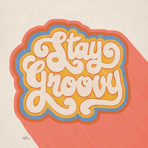 Stay Groovy I Bright White Modern Wood Framed Art Print with Double Matting by Penner, Janelle