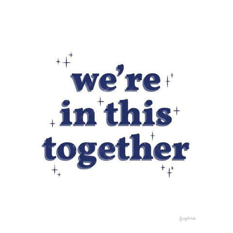 In This Together White Indigo White Modern Wood Framed Art Print by Thorns, Becky