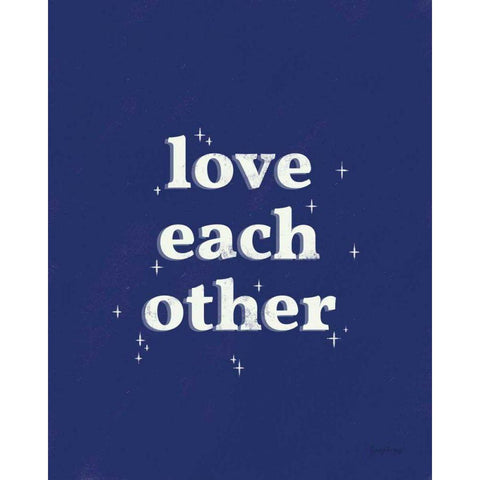 Love Each Other White Indigo Black Modern Wood Framed Art Print with Double Matting by Thorns, Becky