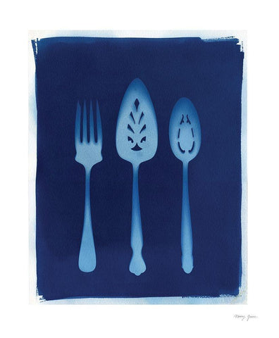Cyanotype Kitchen X Black Ornate Wood Framed Art Print with Double Matting by Green, Nancy