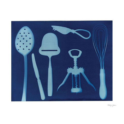 Cyanotype Kitchen XV Gold Ornate Wood Framed Art Print with Double Matting by Green, Nancy
