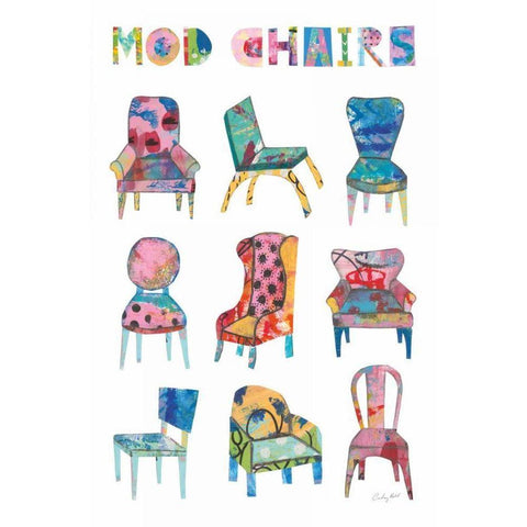 Mod Chairs Nine Up White Modern Wood Framed Art Print by Prahl, Courtney