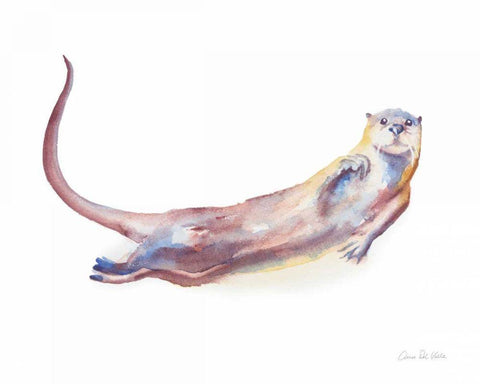 Swimming Otter I Black Ornate Wood Framed Art Print with Double Matting by Valle, Aimee Del