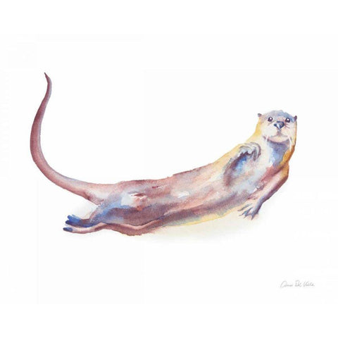 Swimming Otter I Black Modern Wood Framed Art Print by Valle, Aimee Del