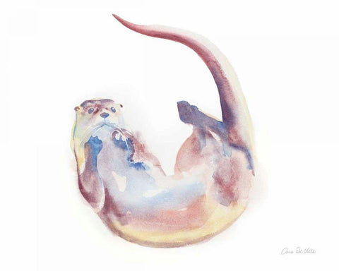 Swimming Otter II Black Ornate Wood Framed Art Print with Double Matting by Valle, Aimee Del