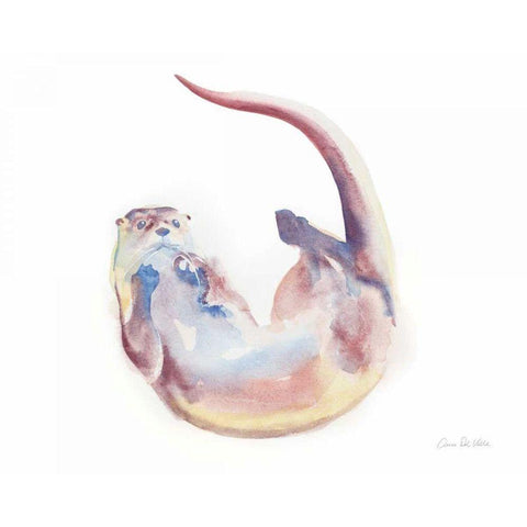 Swimming Otter II Black Modern Wood Framed Art Print by Valle, Aimee Del
