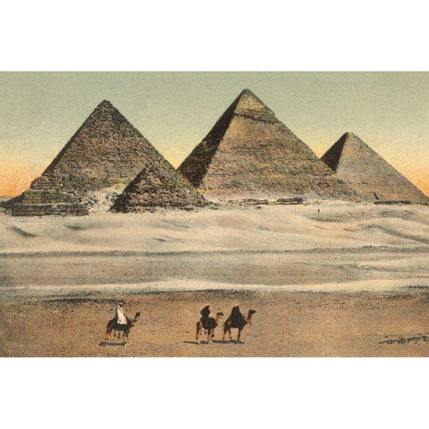 Cairo Pyramids Gold Ornate Wood Framed Art Print with Double Matting by Wild Apple Portfolio