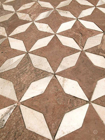 Mosaic III White Modern Wood Framed Art Print with Double Matting by Larson, Nathan