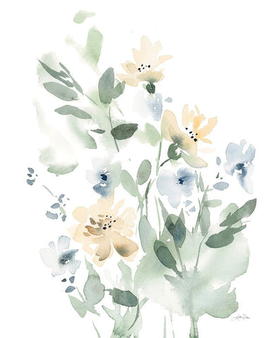 Summer Wildflowers I White Modern Wood Framed Art Print with Double Matting by Pete, Katrina