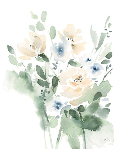 Summer Wildflowers II White Modern Wood Framed Art Print with Double Matting by Pete, Katrina