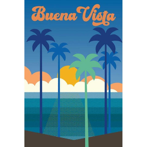 Buena Vista Clean Black Modern Wood Framed Art Print with Double Matting by Wild Apple Portfolio