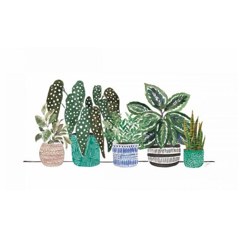 Happy House Plants II No Words Black Modern Wood Framed Art Print by Panganiban, Karyn