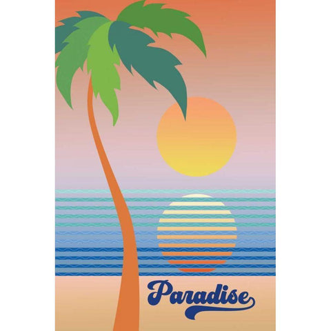 Paradise Clean Black Modern Wood Framed Art Print by Wild Apple Portfolio