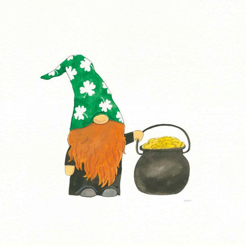 St Patricks Day Gnomes I Black Ornate Wood Framed Art Print with Double Matting by Jackson, Jenaya