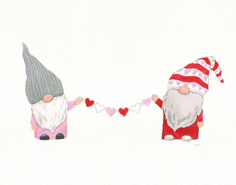Gnomes in Love I White Modern Wood Framed Art Print with Double Matting by Jackson, Jenaya