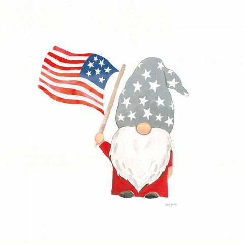 Patriotic Gnomes II White Modern Wood Framed Art Print with Double Matting by Jackson, Jenaya