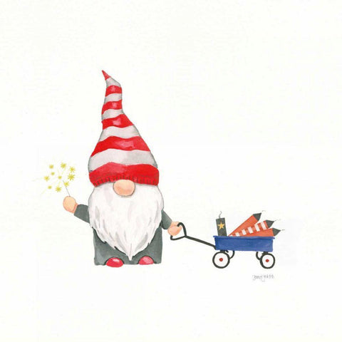 Patriotic Gnomes III White Modern Wood Framed Art Print by Jackson, Jenaya