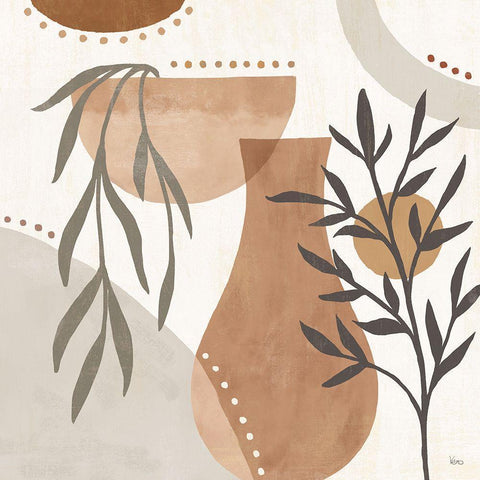 Botanical Form III Neutral Gold Ornate Wood Framed Art Print with Double Matting by Charron, Veronique