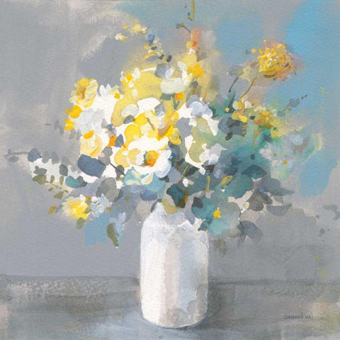 Touch of Spring I White Vase White Modern Wood Framed Art Print by Nai, Danhui