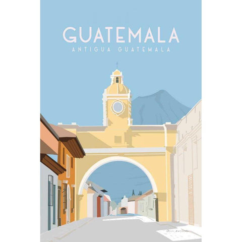 Antigua Guatemala Gold Ornate Wood Framed Art Print with Double Matting by Escalante, Omar