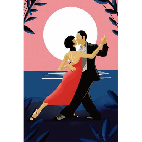 Tango Black Modern Wood Framed Art Print with Double Matting by Escalante, Omar