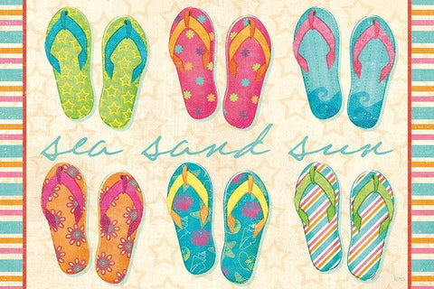 Beach Party VI Black Ornate Wood Framed Art Print with Double Matting by Charron, Veronique