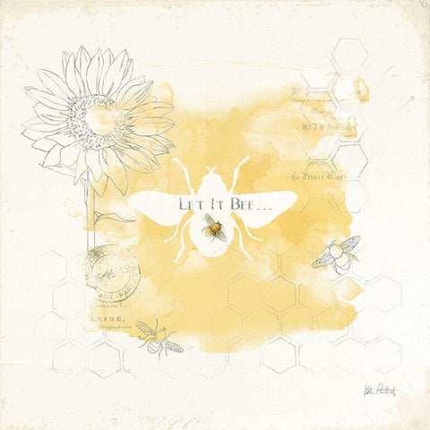 Bee and Bee VII Honeycomb White Modern Wood Framed Art Print with Double Matting by Pertiet, Katie