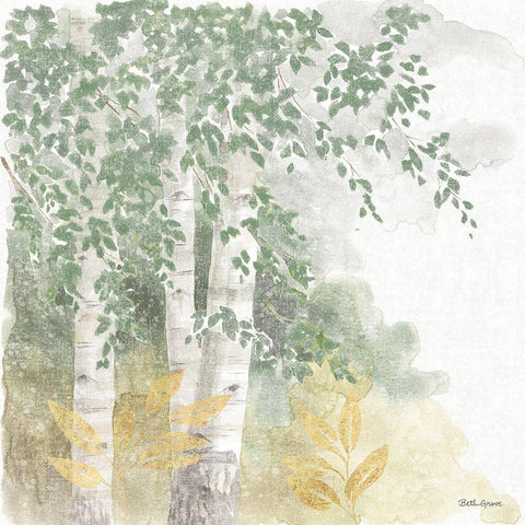 Natures Leaves II Sage White Modern Wood Framed Art Print by Grove, Beth