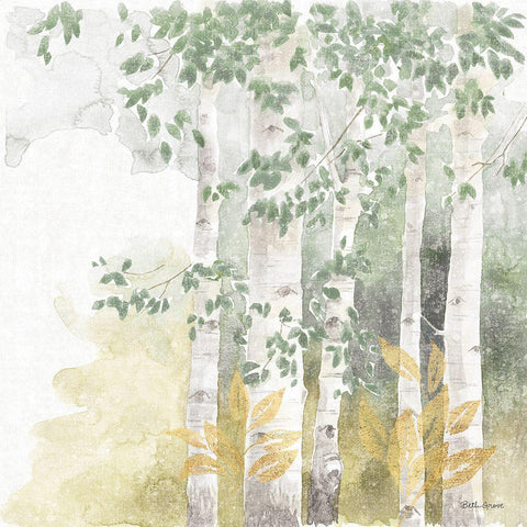 Natures Leaves III Sage White Modern Wood Framed Art Print with Double Matting by Grove, Beth