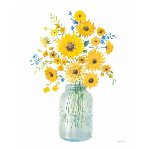 Sunshine Bouquet I Light in Jar White Modern Wood Framed Art Print by Nai, Danhui