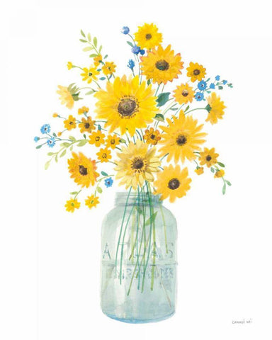 Sunshine Bouquet I Light in Jar White Modern Wood Framed Art Print with Double Matting by Nai, Danhui