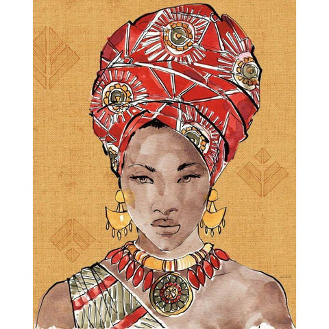 African Flair IV Warm Gold Ornate Wood Framed Art Print with Double Matting by Tavoletti, Anne