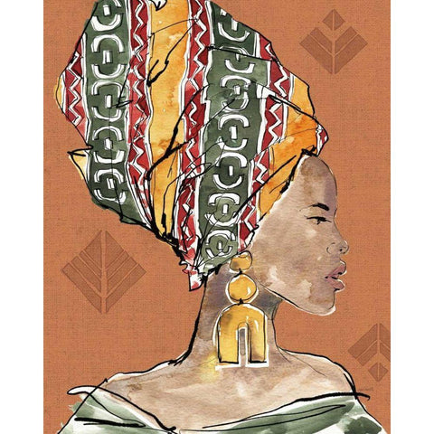 African Flair V Warm Black Modern Wood Framed Art Print with Double Matting by Tavoletti, Anne