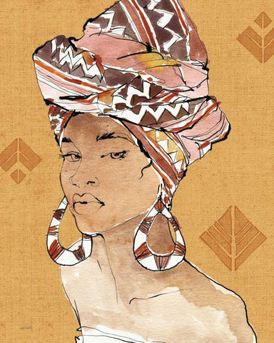 African Flair VI Warm White Modern Wood Framed Art Print with Double Matting by Tavoletti, Anne