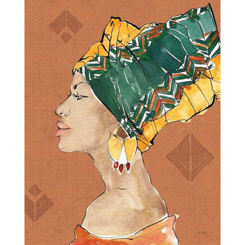 African Flair VII Warm Gold Ornate Wood Framed Art Print with Double Matting by Tavoletti, Anne