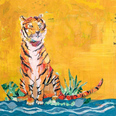 Tiger Gold Ornate Wood Framed Art Print with Double Matting by Day, Kellie