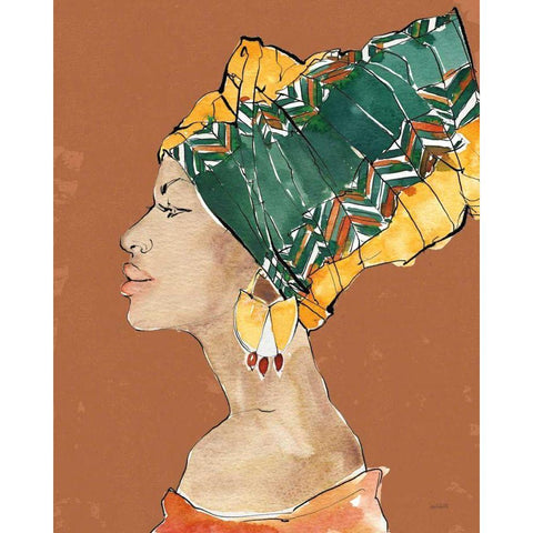 African Flair VII Earthy Gold Ornate Wood Framed Art Print with Double Matting by Tavoletti, Anne