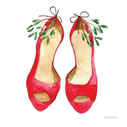 Christmas Shoes II Black Modern Wood Framed Art Print with Double Matting by Charro, Mercedes Lopez