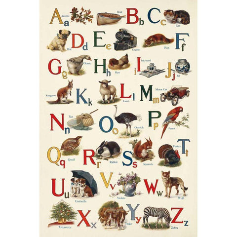 Schoolhouse Alphabet White Modern Wood Framed Art Print by Wild Apple Portfolio