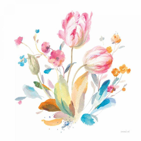 Spring Tulips I White Modern Wood Framed Art Print by Nai, Danhui