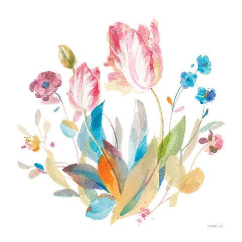 Spring Tulips II White Modern Wood Framed Art Print by Nai, Danhui