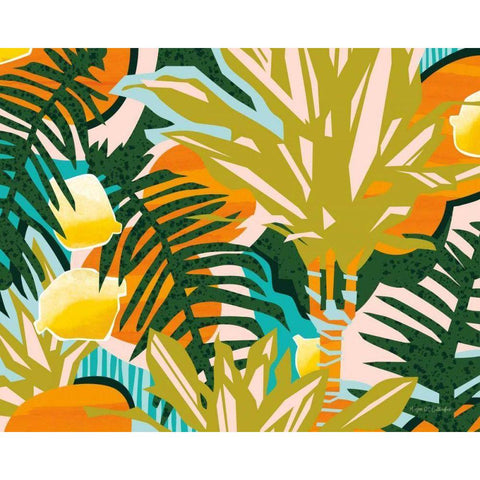 Tropical Coconut Citrus Black Modern Wood Framed Art Print by Gallagher, Megan