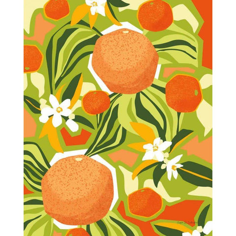 Tangerine Grapefruit Black Modern Wood Framed Art Print with Double Matting by Gallagher, Megan