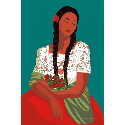 Mexican Woman I White Modern Wood Framed Art Print by Escalante, Omar