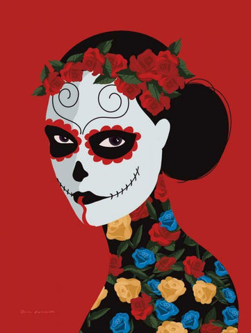 Dia de Los Muertos II White Modern Wood Framed Art Print with Double Matting by Escalante, Omar